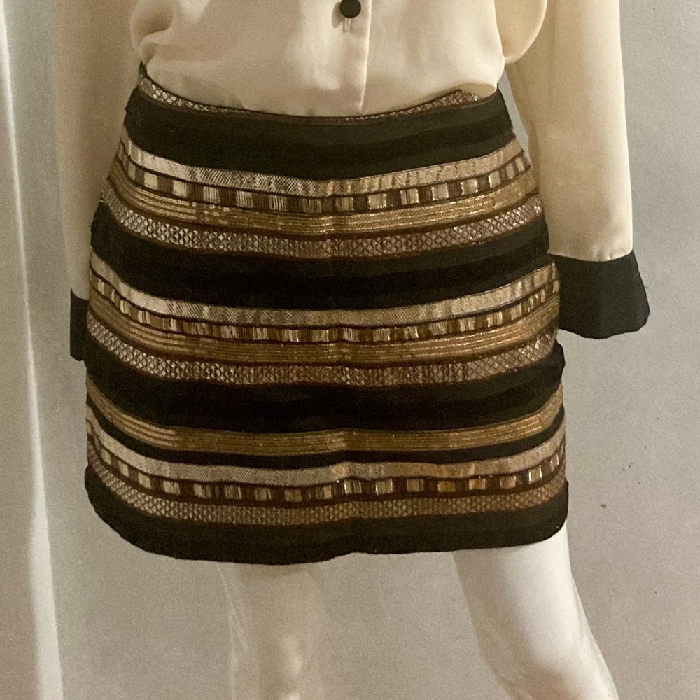 Vero Moda Gold Sequin on Black Mini Skirt - Size 40